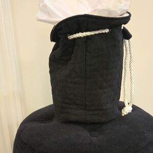 Black chanel Quilted Drawstring Bag